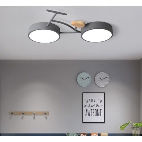 Nordic LED Kids Bedroom Ceiling Lamp 3 Color Temperature Bike Ceiling Mount Lamp For Children Baby Room Green White Gray ZM1019
