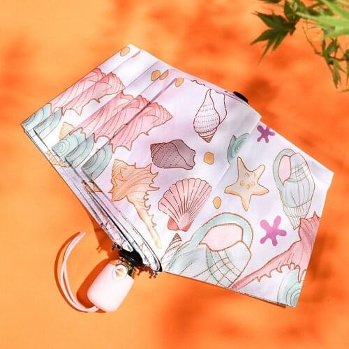 High Quality Automatic Umbrella Rain Women Three-folding Umbrella Windproof Pure Color Umbrella Female Waterproof Parasol