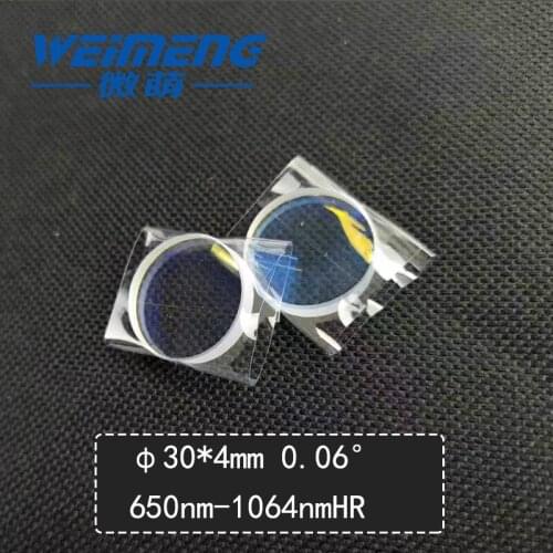 Weimeng wedge mirror Φ30*4mm angle:0.06 degree 650nm&1064nm HRcoating 60 degree quartz for laser machine & Optics & equipment