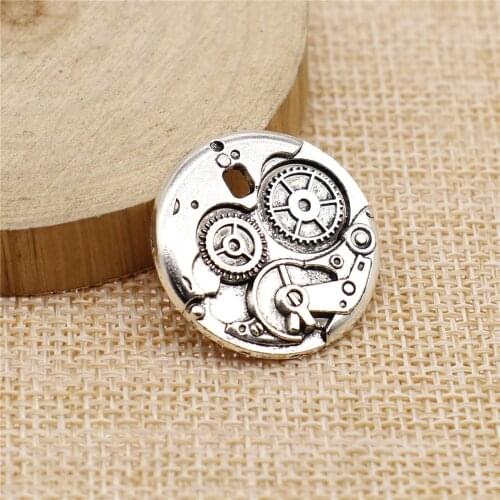 WYSIWYG 4pcs 25mm Pendant Steampunk Gear Steampunk Gear Charm Pendants For Jewelry Making 2 Colors Gear Pendants