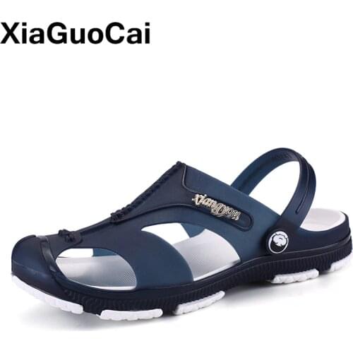 2021 Summer Mens Slippers Clogs Slip-On Garden Shoes Breathable Man Sandals Plus Size Male Beach Shoes Flip Flops Quick Dry