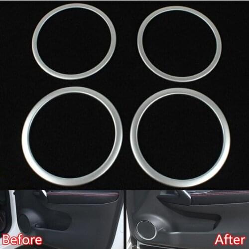 YAQUICKA 4Pcs/set Car Interior Door Speaker Ring Trim Sticker For Nissan Qashqai 2014 2015 2016 Car-styling ABS Matte Silver