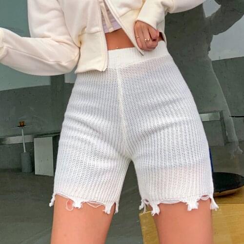 Women Sexy Close-fitting Knitted Shorts Summer Pant Solid Color High Elastic Waist Breeches Ladies Casual Parties Streetwear