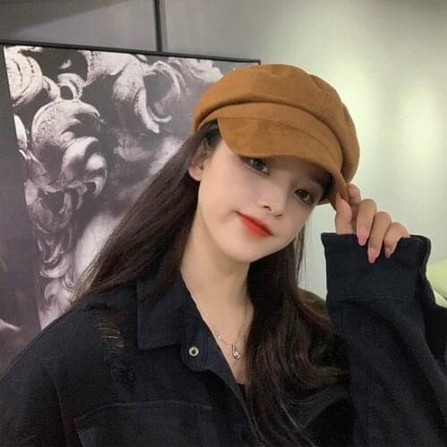 K256 Womens Hat Beret Octagonal Hat Female Autumn And Winter Fashion Of The Wild Retro Newsboy Hat Womens kepi Autumn Hat