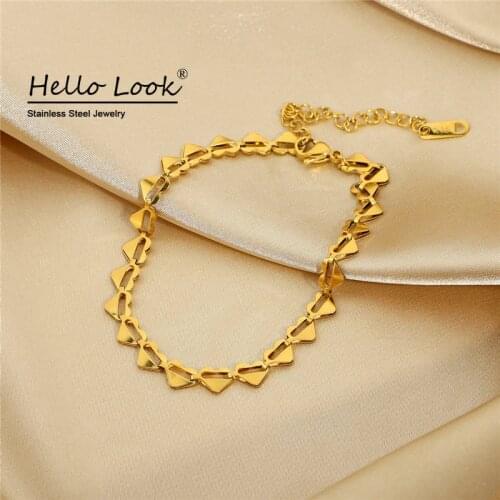 HelloLook Hollow Heart Women Anklet 316L Stainless Steel Heart Chain Ankle Jewelry Accessories