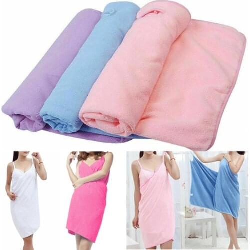 Women Bath Towel Wearable Towels Super Absorbent Solid Color Bath Sleep Wear