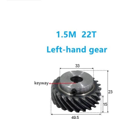 1PCS 45 degree left-hand helical gear 1.5M 22T inner hole 10/12/15mm can replace bevel gear 90 degree drive CNC