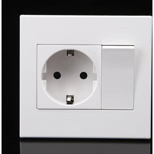 1Pcs 92*86mm PC Panel EU Russia Spain Wall Socket 16A 1 Gang 1 Way On / Off Rocker Light Switch
