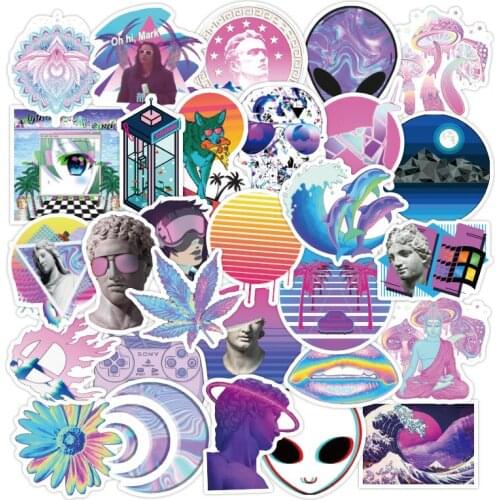 10/50pcs Pretty Vaporwave Stickers Waterproof DIY Laptop Phone Guitar Suitcase Car Moto Skateboard Abstract Art Decal Sticker