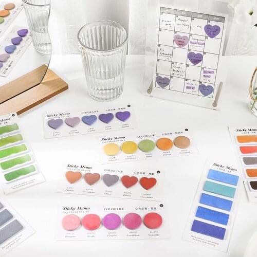 100 Pcs Colorful Sticky Heart Round Notes Page Flags Index Tabs For Book Markers Reading Notes Classify File Bookmark