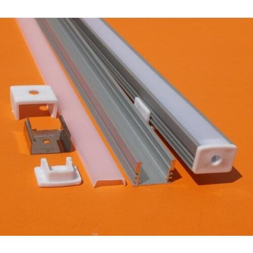 2m/pcs 100m/lot free shipping aluminum channel with milky cover and end caps and clips for led bar , led linear light