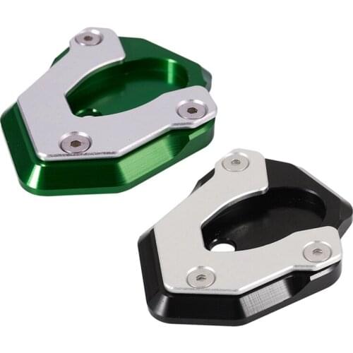 2 Pcs Motorcycle Kickstand Foot Side Stand Extension Pad Support Plate for Kawasaki Z400 Z650 Z900 Ninja-Black & Green
