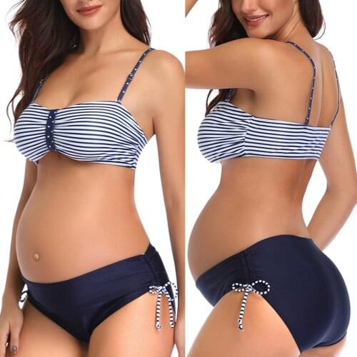 2021 New Summer Fashion Maternity Bikini Sexy Sling stripe Printed Bikinis Swimsuit Beachwear Pregnant Suit купальник слитный