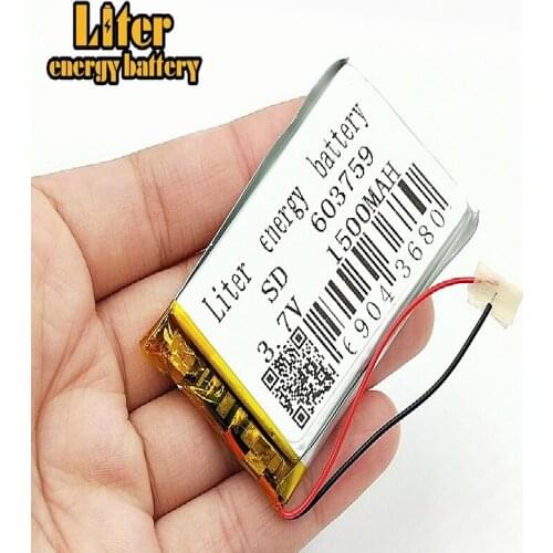 3.7V lithium polymer battery 603759 1500MAH Rechargeable Li-ion Batteries For MP3 MP4 MP5 GPS Navigator Speaker Camera Battery