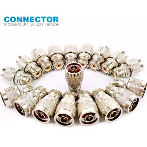 50 Pieces N Male to UHF Female SO-239 RF Coaxial Connector Adapter Jack for Antenna