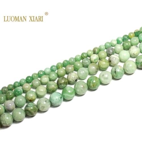 Top AAA 100% Natural South Africa Green Jade Round Natural Gem Stone Beads For Jewelry Making DIY Bracelet Necklace 6/8/10mm