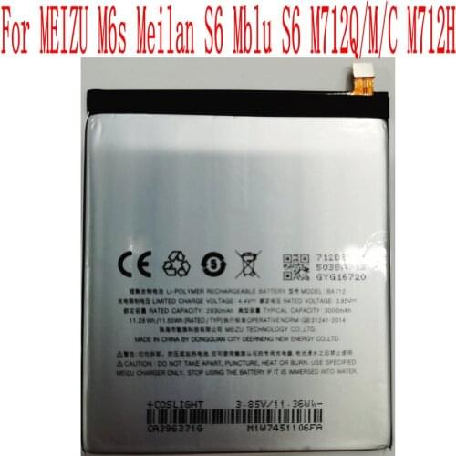100% Brand new High Quality 3000mAh BA712 Battery For MEIZU M6s Meilan S6 Mblu S6 M712Q/M/C M712H Mobile Phone