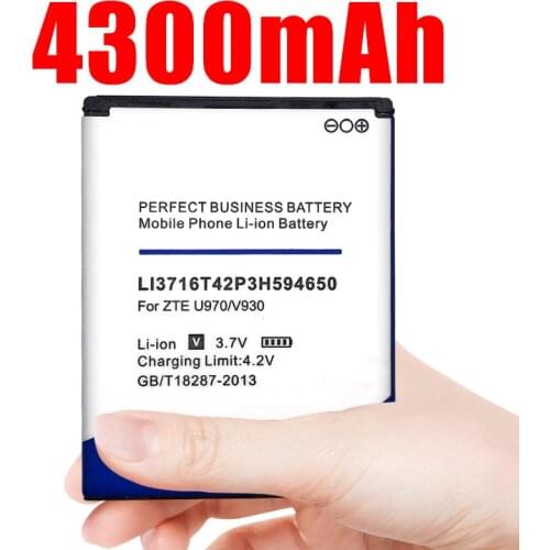 4300mAh LI3716T42P3h594650 Battery for ZTE U970 v807 V930 U930 N970 V970 V889S V889M U795 Replacement battery