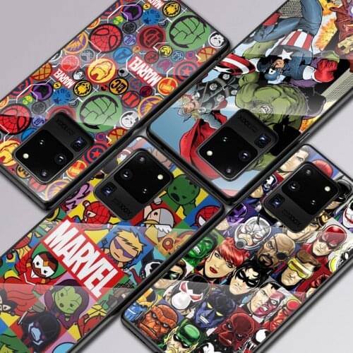 Marvel Anime Superhero For Samsung Galaxy S20 FE S10e S10 S9 S8 Ultra Plus Lite Plus 5G Tempered Glass Cover Phone Case