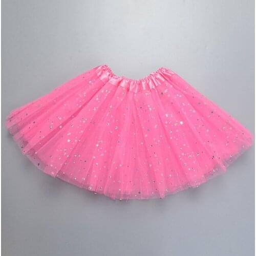 2020 Kids Baby Star Glitter Dance Tutu Skirt For Girl Sequin 3 Layers Tulle Toddler Pettiskirt Children Chiffon pink skirt