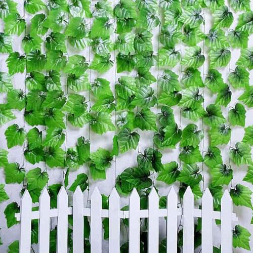 2M Rattan simulation leaves Artificial Ivy Hanging Garland Flowers Vine for DIY Home Wedding Floral Wall Garden Fence Decor