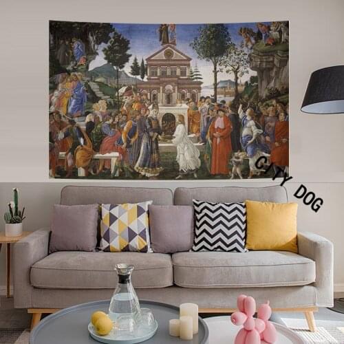 Sandro Botticelli Oil painting art Tapestry Alessandro Filipepi The Three Eating of Christ Wall Tapestry Wall Carpet Tapisserie