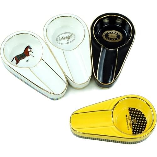 COHIBA Cigar Ceramic Ashtray Tobacco 4 Colors Novelty Holder Round Cigarette Ash Outside Travel for Men Gift