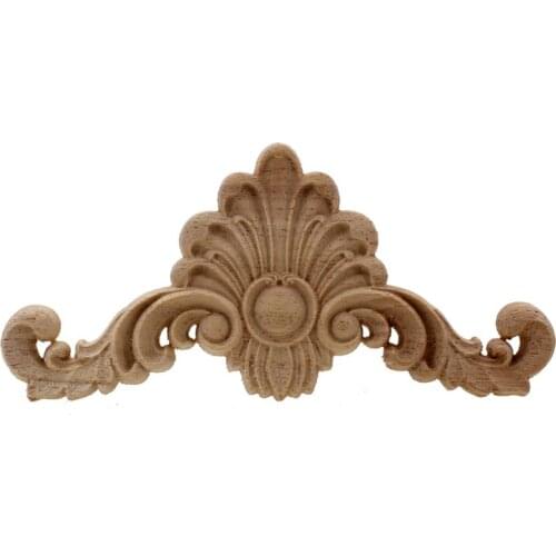 VZLX Classic Wood Applique Wooden Carved Corner Onlay Woodcarving Decal For Home Decoration Furniture Door Decor Sculptures