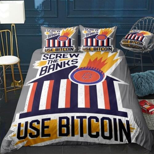 Bitcoin Quilt Cover Pillowcase 3Piece Comforter Bedding Set With Pillow Case Single Double Duvet Cover Home Decora