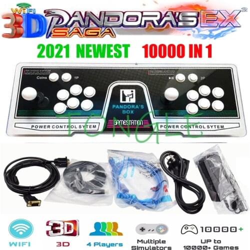 Newest Pandora 3D WIFI EX SAGA Box 128GB 8000 / 10000 In 1 Zero Delay 6 Buttons Joystick 2 Player Controller Arcade Game Console
