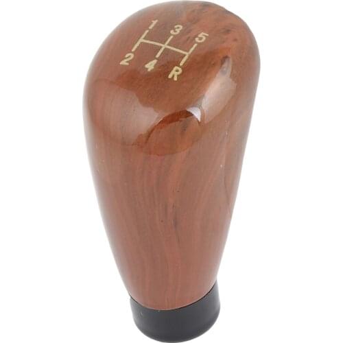 Brown Faux Leather Wooden Shift Knob Cover Protector 9Cm Height For Car Auto