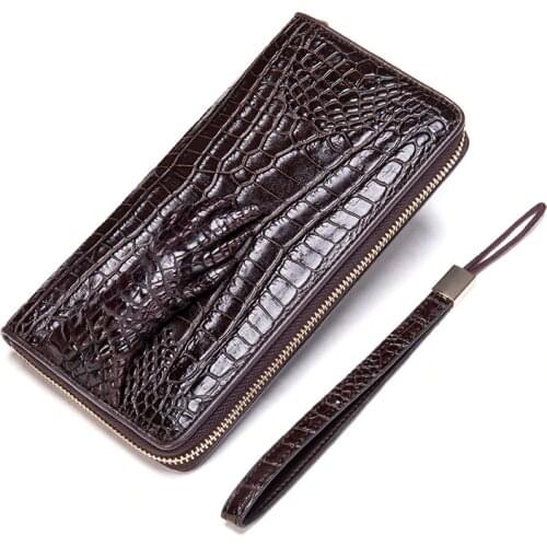 Crocodile Genuine Leather Clutch Wallet Men Long Wallet Alligator Male Money Bag Travel Portomonee Purse With Cell Phone Pocket