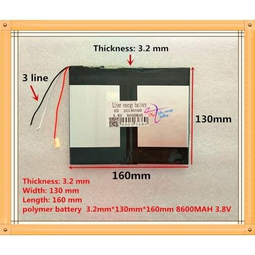 3 line The tablet battery 32130160 8600mah 3.8V Polymer lithium ion / Li-ion battery for tablet pc battery