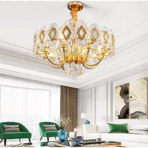 Living room chandelier crystal lamp dining room bedroom study simple duplex staircase post-modern light luxury lamps