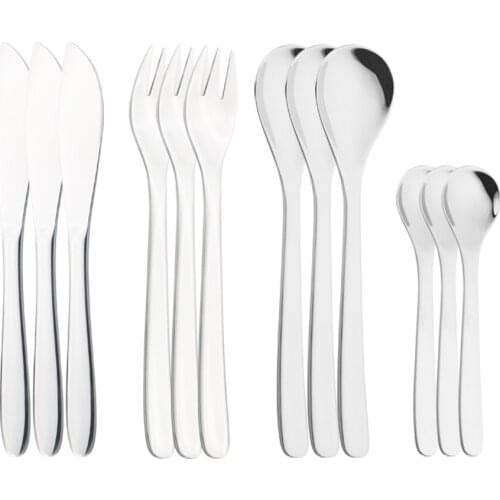 12pcs Dinnerware 18/10 Stainless Steel Knife Fork Spoon Kitchen Flatware Tableware High Grade Sliver Cutlery Set Dropshipping
