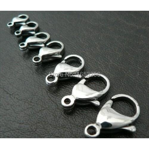 Wholesale 100pcs Size 15mm Stainless Steel Lobster Clasps & Hooks Jewelry Findings & Accessories High Polished