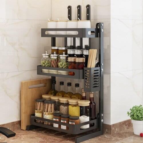Spice Rack Organizer 3-Tier Countertop Organizer Utensil Holder Freestanding Shelf Organizer for Jars Bottles Cutlery