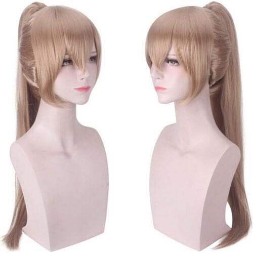 2019 Brown Blonde Long Straigt Cosplay Wig Anime Game Azur Lane Women Heat Resistant Synthetic Hair Wigs With Claw Ponytail