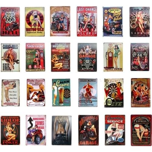 Pin up Sexy Lady Tin signs Art Wall Poster Decoration Pub Cafe Bar Party Garage Car Shop Metal Wall Poster Vintage Home Decor