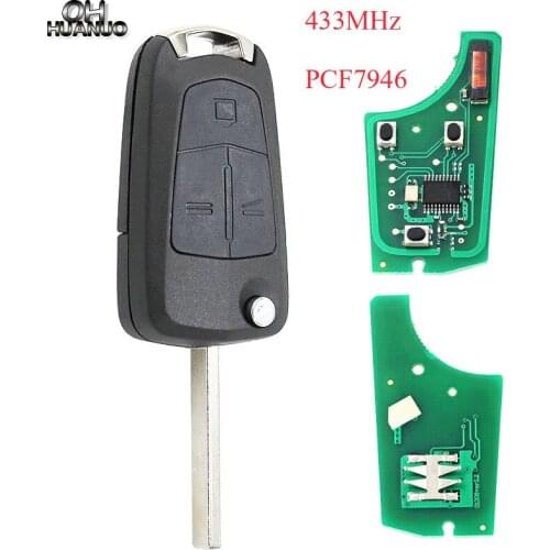 Complete Remote Key For Vauxhall Opel Vectra C 2002-2008 Folding Car Keys 434Mhz 3 Buttons PCF7946 Chip HU100 Blade