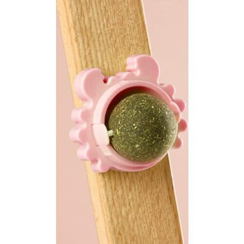 Practical Funny Bite Squeak Bauble Rotatable Cat Treat Toys with Catnip Pet Snacks Kitten Molar Interactive Ball