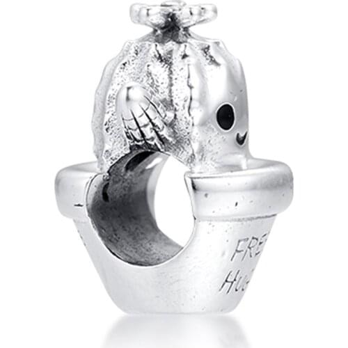 QANDOCCI DIY Fits for Pandora Charms Bracelets Free Hugs Cactus Beads 100% 925 Sterling-Silver-Jewelry Free Shipping