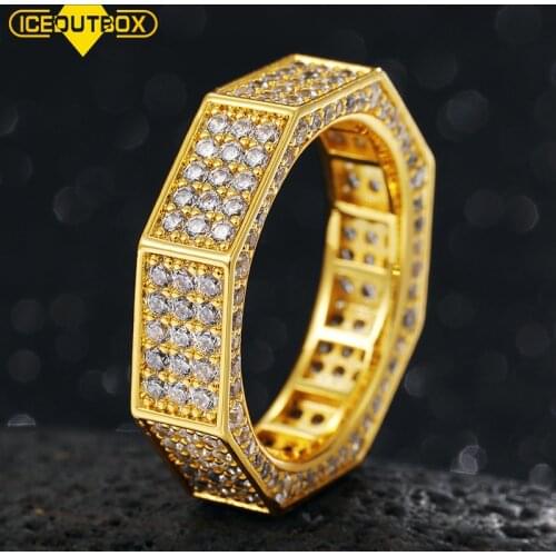 Luxury Male Female Micro Pave CZ Stone Octagon Zircon Ring For Women Men Wedding Party Cool Punk Rings Full Of Crystal Gifts