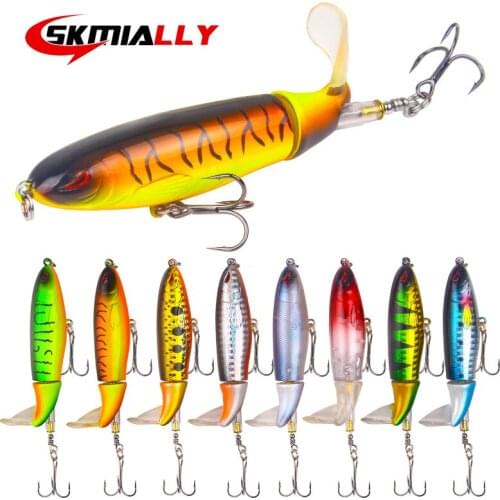 Skmially Professional Whopper Popper 10cm 13.2g Topwater Fishing Lure Artificial Bait Hard Plopper Soft Rotating Tail XY507