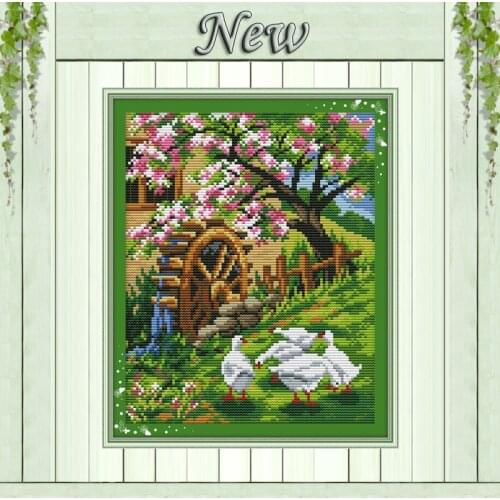 Garden Spring Scenery Home house Decor,Counted printed on canvas DMC 14CT 11CT DIY Cross Stitch Needlework kits Embroidery Sets