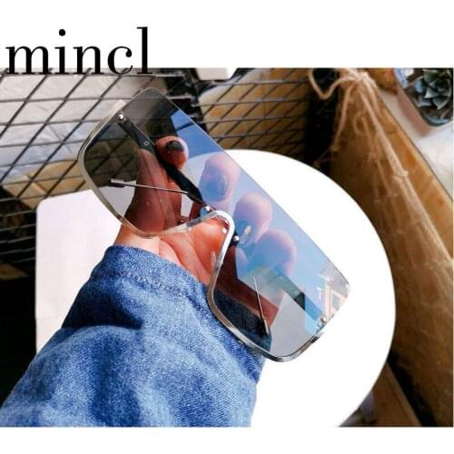 Half Metal Square Sunglasses Female One Piece Siamese Men Driving Shield Sunglasses 2019 New Retro Rectangular Sunglasses NX