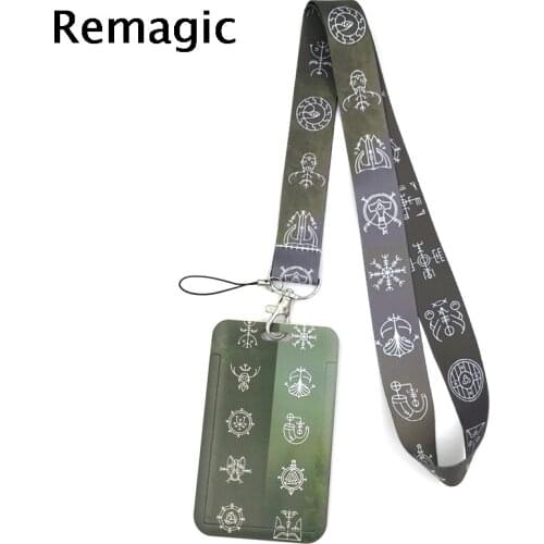 Vikings Runes Symbols Key lanyard Car KeyChain ID Card Pass Gym Mobile Phone Badge Kids Key Ring Holder Jewelry Decorations