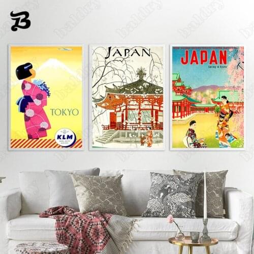 Vintage Japanese Style Figure Painting Wall Art Posters Prints Pictures Japan Park Landscape Women for Living Room Home Decor