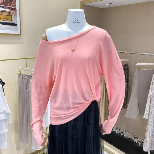 Spot will spring, summer, candy color sets loose sunscreen smock thin micro through long sleeve T-shirt girl