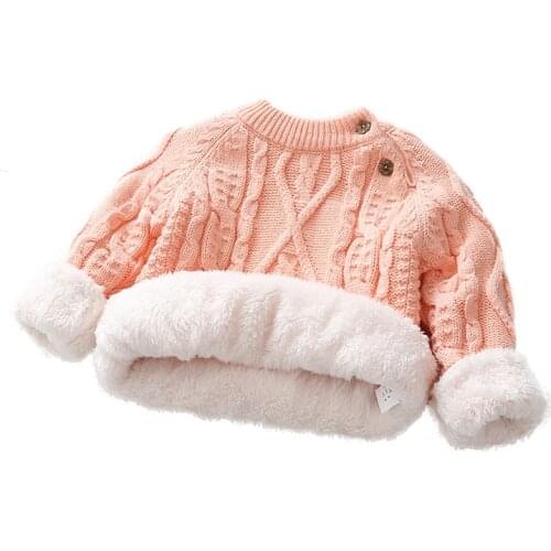 Baby Girls Winter Sweater Snow Wear Fleece Thick Warm Pullover Child knit shirts For Boy Kids Long Sleeve Cotton Tops 1 2 3 year